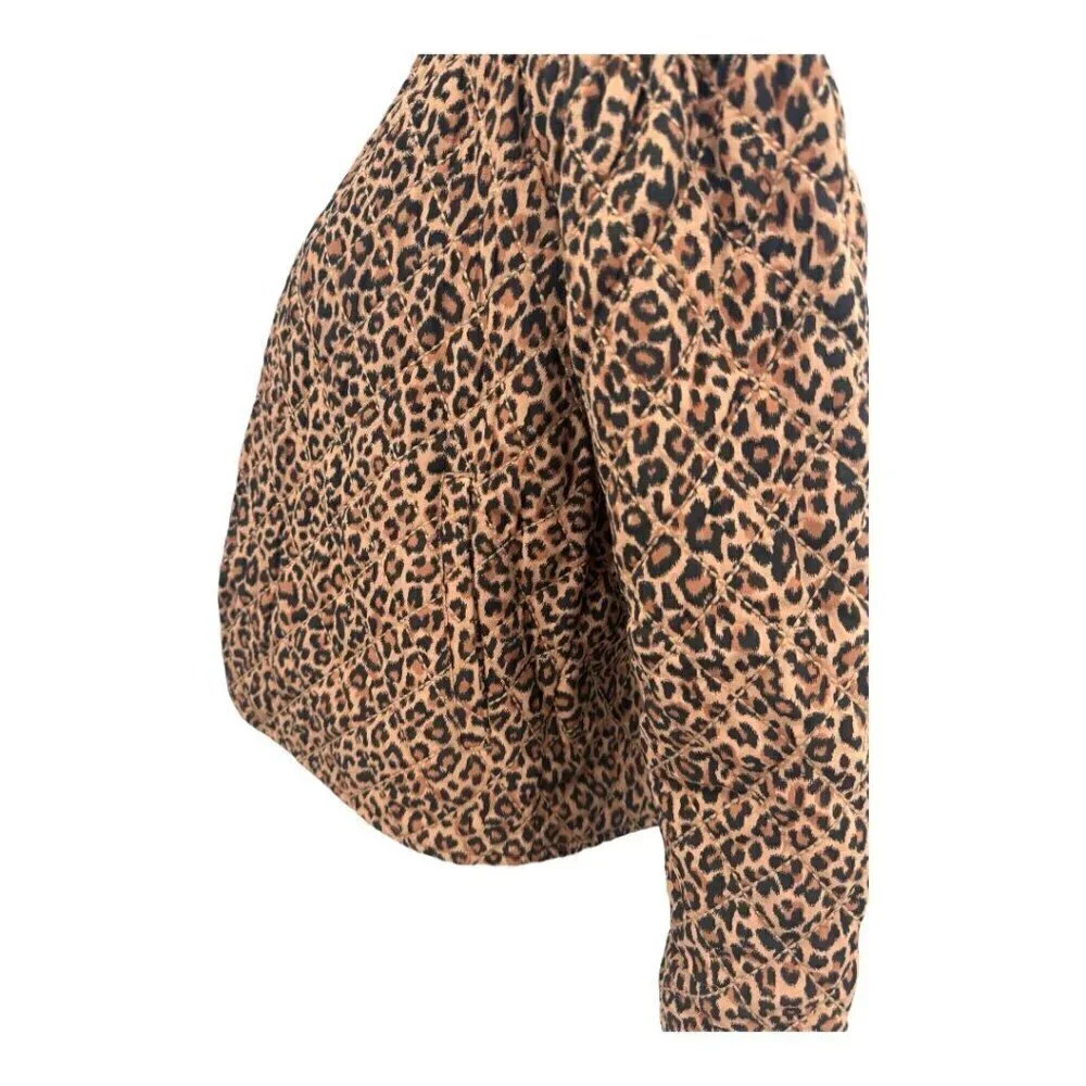 Something Navy Leopard Black Reversible Quilted Jacket NWT - Picture 5 of 14